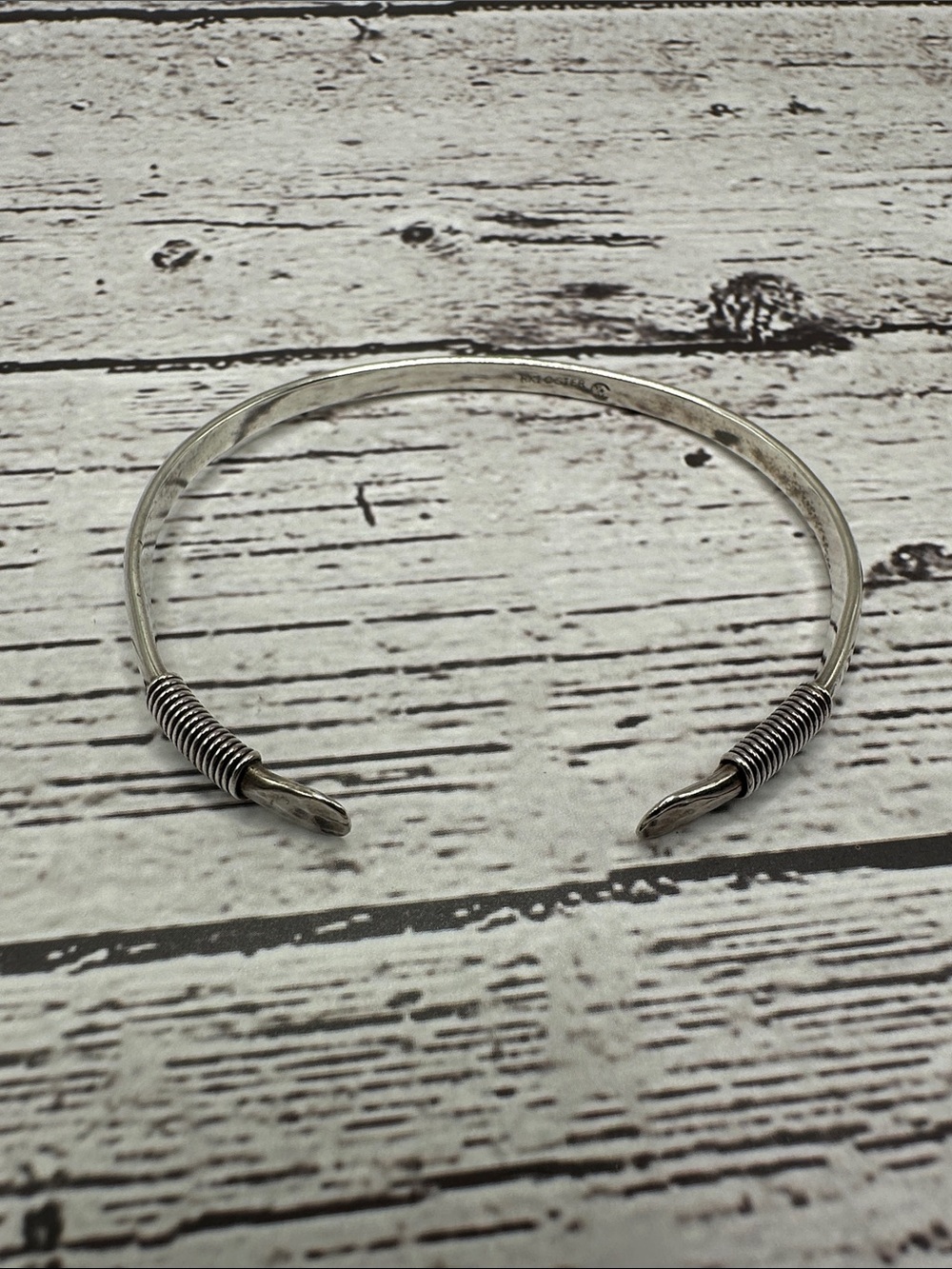 Minimalist Silver 925 Open Coil Cuff Bracelet - Women's Silver